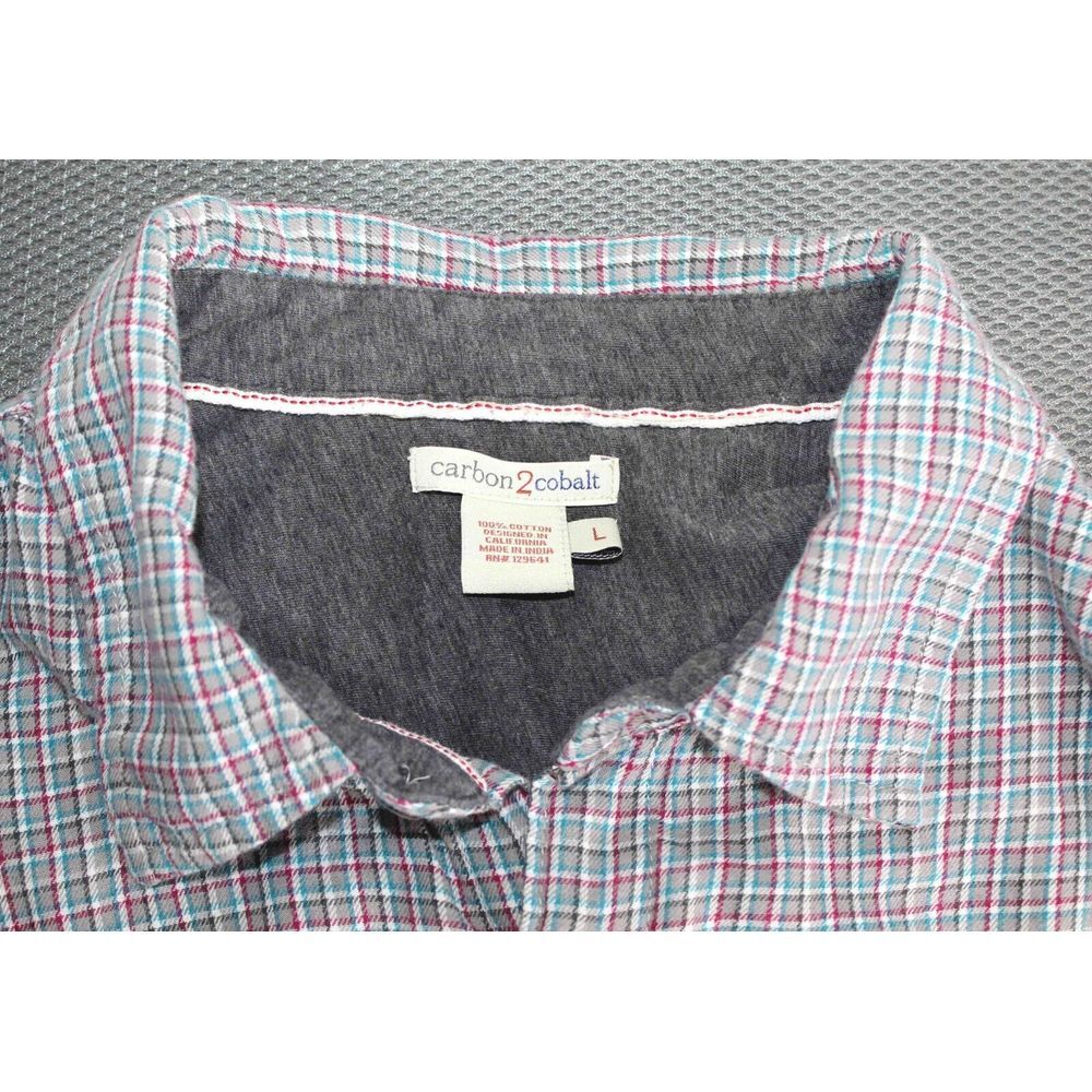 Carbon2Cobalt Check Long Sleeve Button‎ Flannel Shirt 133333 Mens Size Large - Picture 5 of 5